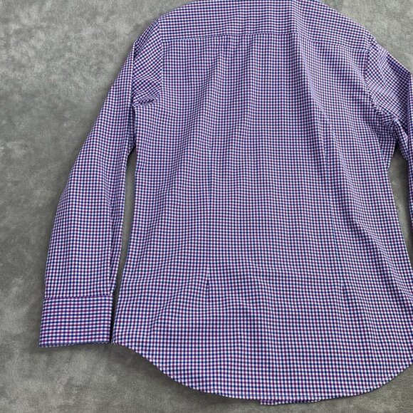 Mizzen Main Shirt Men Large Trim Purple Blue Leeward Plaid Check Button Stretch - Picture 9 of 10